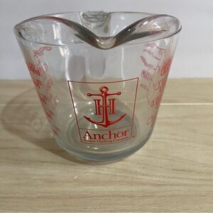 Vintage Anchor Hocking 500ml 1/2 Qt. Glass Measuring Cup Red Markings Homemaking
